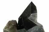 Dark Smoky Quartz Crystal Cluster on Metal Stand - Brazil #349476-3